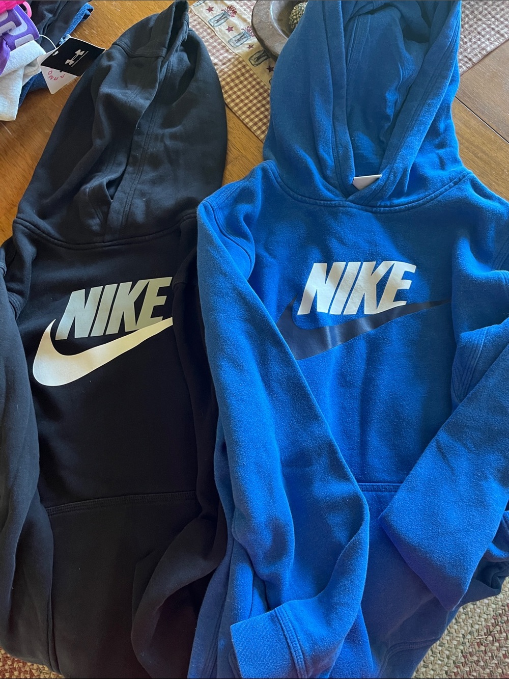 Nike Kids Black & Blue Logo Hoodies